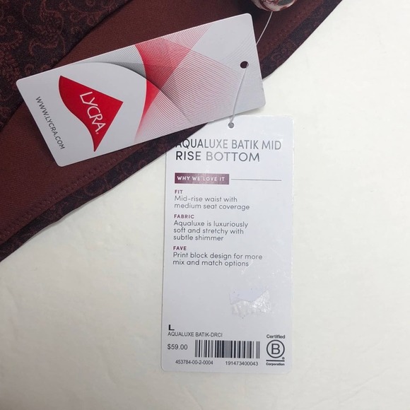 NWT athleta aqualux batik mid rise bikini bottoms size large - Picture 5 of 8